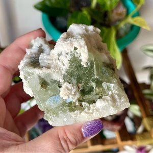 🤍UV Reactive Calcite on Mint Fluorite Crystal Specimen🤍